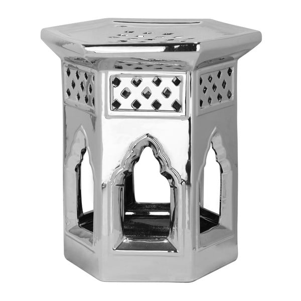 Keramický stolek ve stříbrné barvě vhodná do exteriéru ve stříbrné barvě Safavieh Moroccan, ø 40 cm