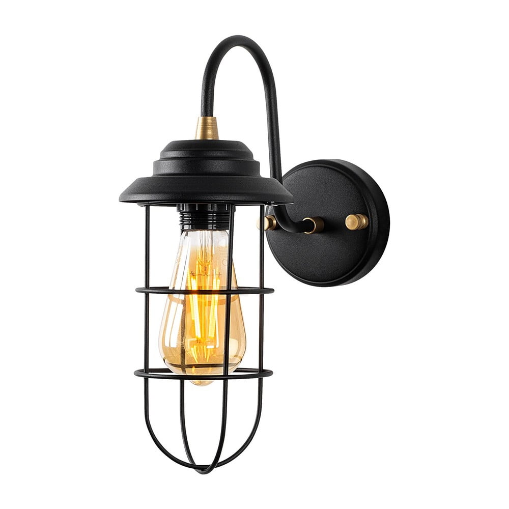 Nástěnné svítidlo v černé a zlaté barvě ø 10 cm Mahoni – Opviq lights