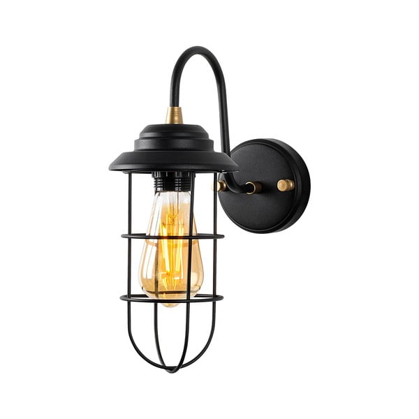 Nástěnné svítidlo v černé a zlaté barvě ø 10 cm Mahoni – Opviq lights