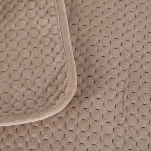 Béžový sametový prošívaný přehoz 240x260 cm – Ixia-image-1