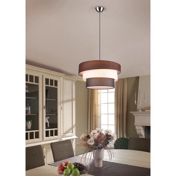 Šedo-hnědé závěsné svítidlo s textilním stínidlem ø 45 cm Ibis – Trio-image-1