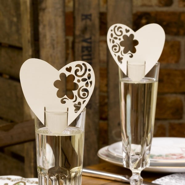 Sada 10 krémově bílých dekorací na skleničky Neviti With Love