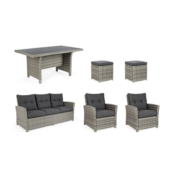Šedý zahradní lounge set z umělého ratanu pro 6 Ariel   – Bizzotto-image-4
