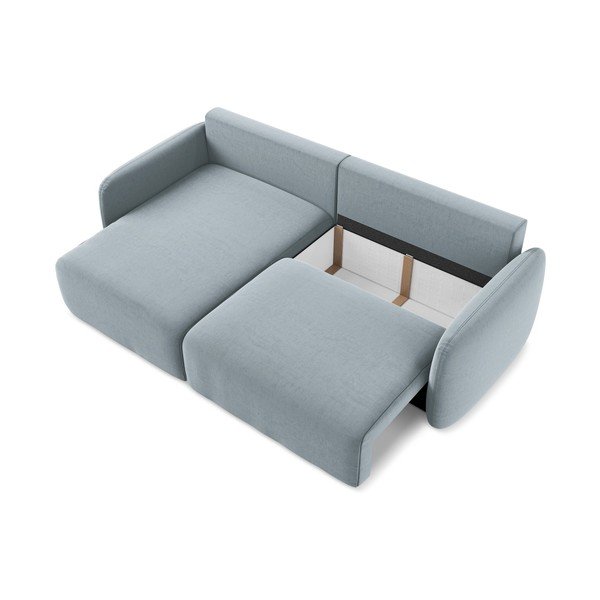 Modrá sametová rozkládací/s úložným prostorem rohová pohovka (levý roh/s lenoškou) Kalena – Makamii-image-4