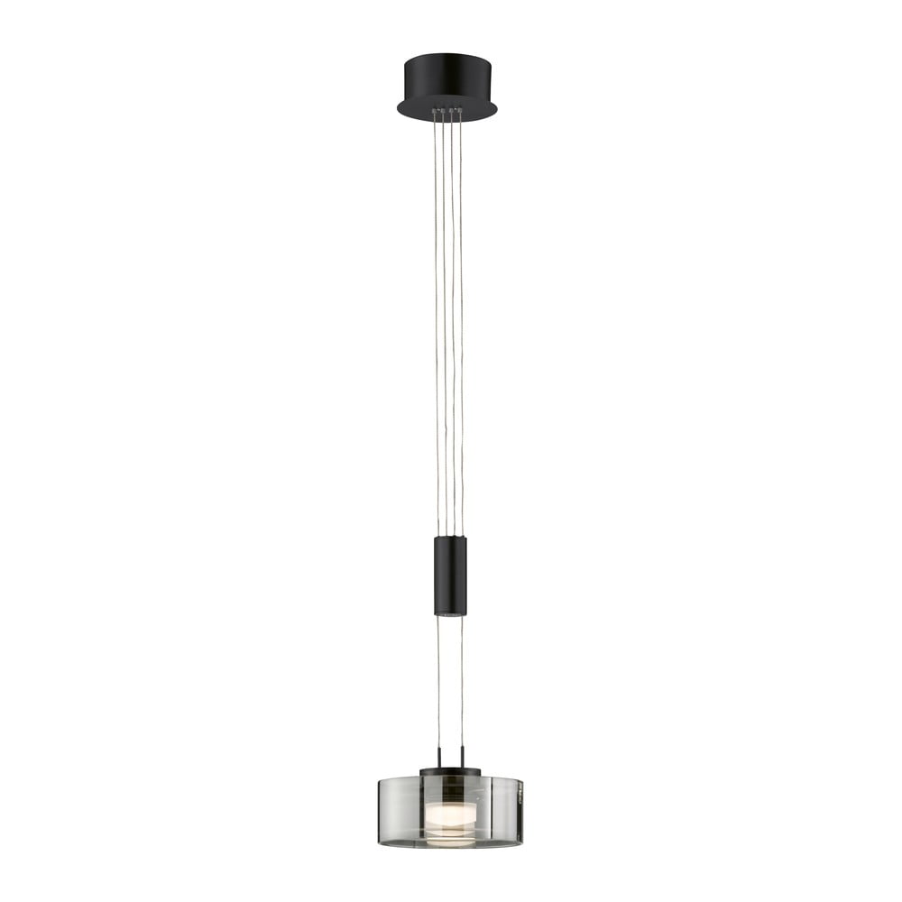 Černé LED stmívatelné závěsné svítidlo se skleněným stínidlem ø 20 cm Lavin – Fischer & Honsel
