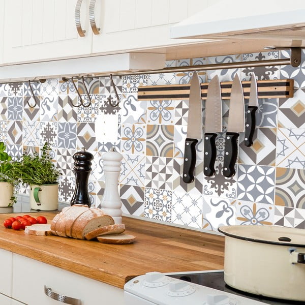 Sada 60 nástěnných samolepek Ambiance Cement Tiles Liliania, 15 x 15 cm-image-1