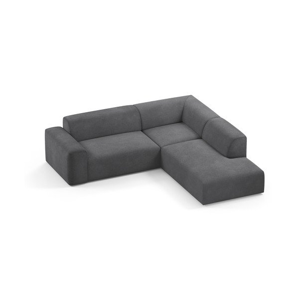 Antracitová manšestrová rohová pohovka Marie Claire Home Karen, 260 cm, pravý roh-image-3