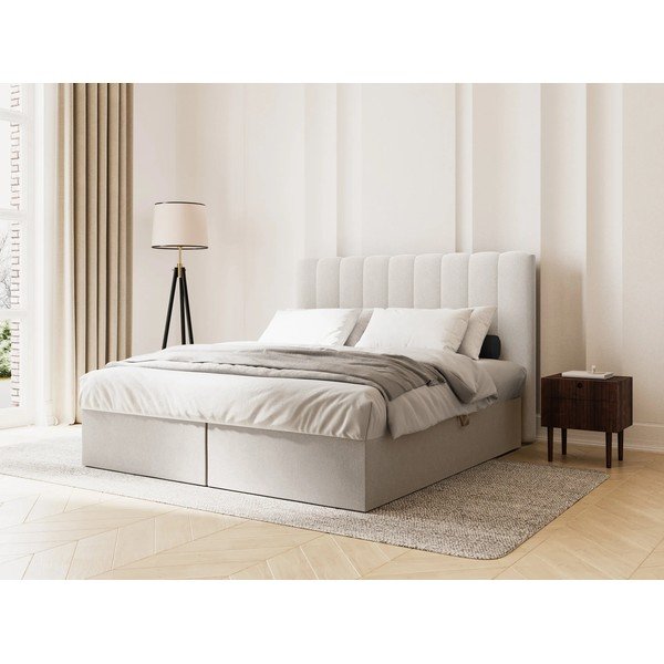 Šedá boxspring postel s úložným prostorem 180x200 cm Gina – Milo Casa-image-1