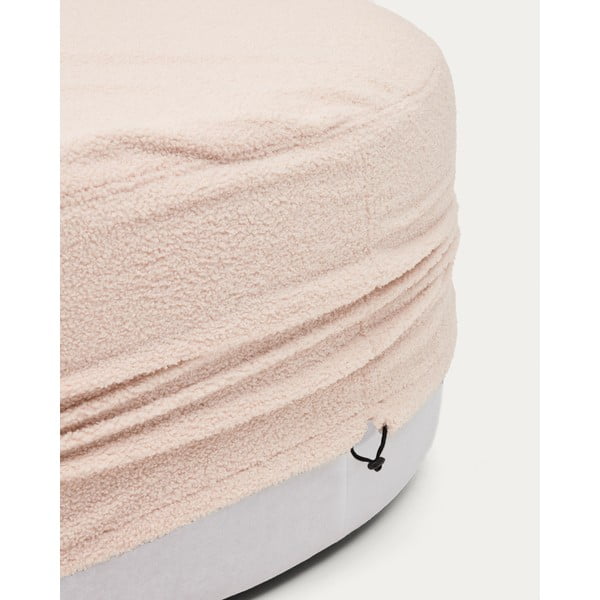 Světle růžový taburet z textilie bouclé Kaeli – Kave Home-image-2