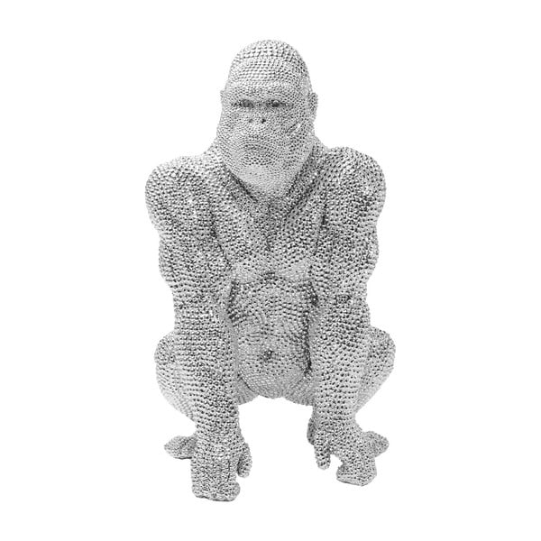 Dekorativní socha ve stříbrné barvě Kare Design Gorilla, výška 46 cm