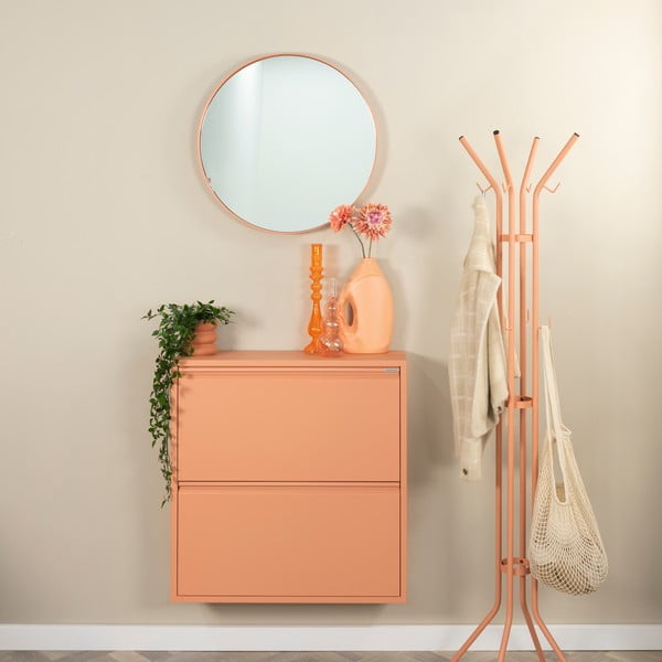 Kovový výklopný botník v lososové barvě 75x77,5x22,5 cm Billy – Spinder Design-image-1