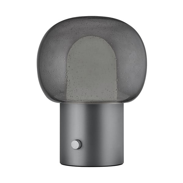 Antracitová hliníková LED stolní lampa se skleněným stínidlem (výška 32 cm) Iris – Blomus