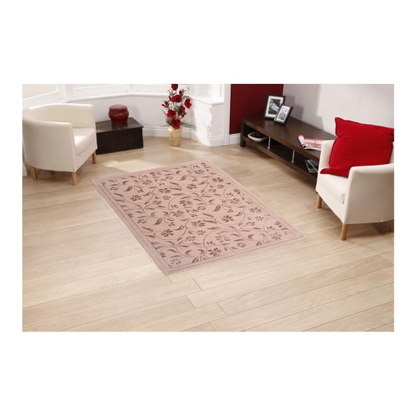 Růžový koberec Floorist Florist, 80 x 300 cm-image-1