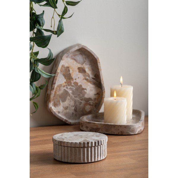 Světle hnědý dekorativní kamenný úložný box ø 15x6 cm Marble – PT LIVING-image-1