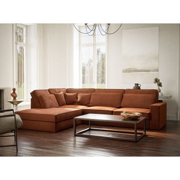 Žinylková rohová pohovka v měděné barvě (levý roh/do L) Kirou – Maison de Rêve-image-1