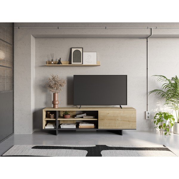 TV stolek v dekoru dubu v přírodní barvě 160x44 cm Cequoia – Marckeric-image-1