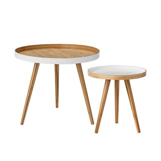 Bambusové kulaté odkládací stolky v sadě 2 ks ø 60 cm Cappuccino – Bloomingville