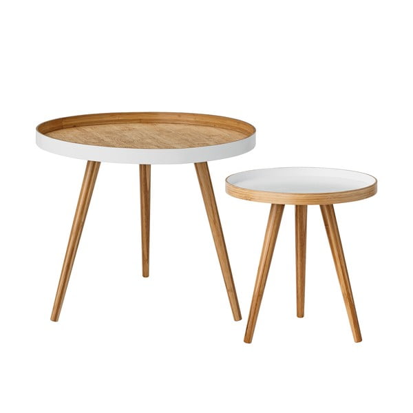 Bambusové kulaté odkládací stolky v sadě 2 ks ø 60 cm Cappuccino – Bloomingville