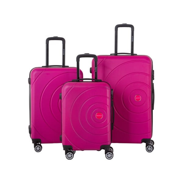 Sada 3 růžových cestovních kufrů Berenice Circle