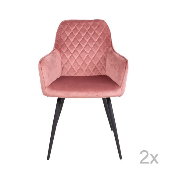 Sada 2 růžových sametových jídelních židlí House Nordic Harbo