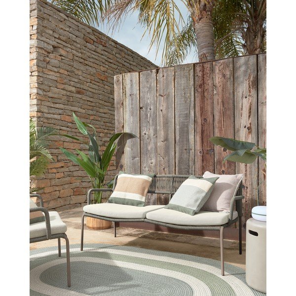 Zeleno-béžový povlak na polštář z recyklovaného plastu Kave Home Leeith, 45 x 45 cm-image-4