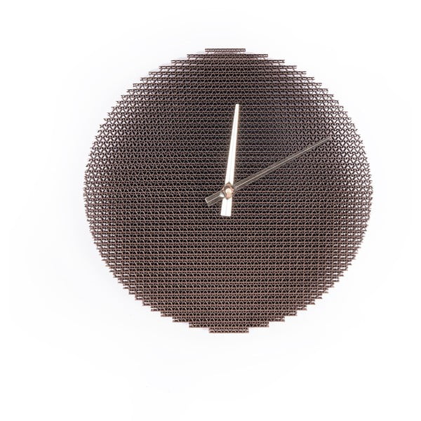Tmavé kartonové nástěnné hodiny se zlatými ručičkami Kartoons Circlock, Ø 30 cm