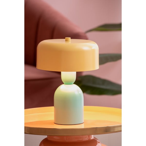 Žlutá/tyrkysová stolní lampa (výška 24 cm) Double Funky – Leitmotiv-image-1