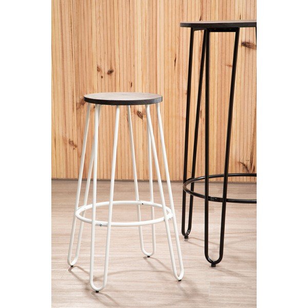 Bílá/v přírodní barvě barová stolička z jilmového dřeva (výška sedáku 75 cm) District – Premier Housewares-image-1
