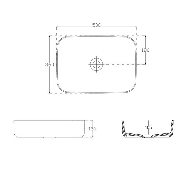 Bílé keramické umyvadlo Sapho Infinity Rectangle, 50 x 36 cm-image-3