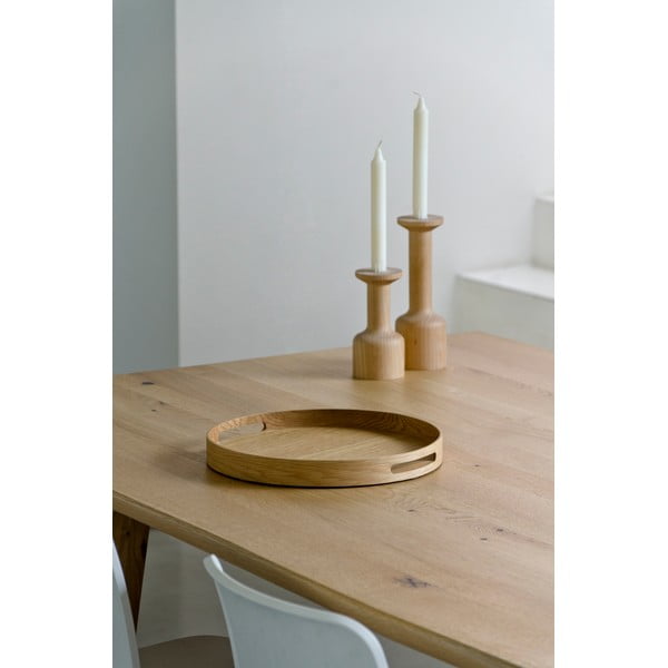 Kruhový dřevěný tác Wireworks Busboy Oak, ø 30,8 cm-image-1