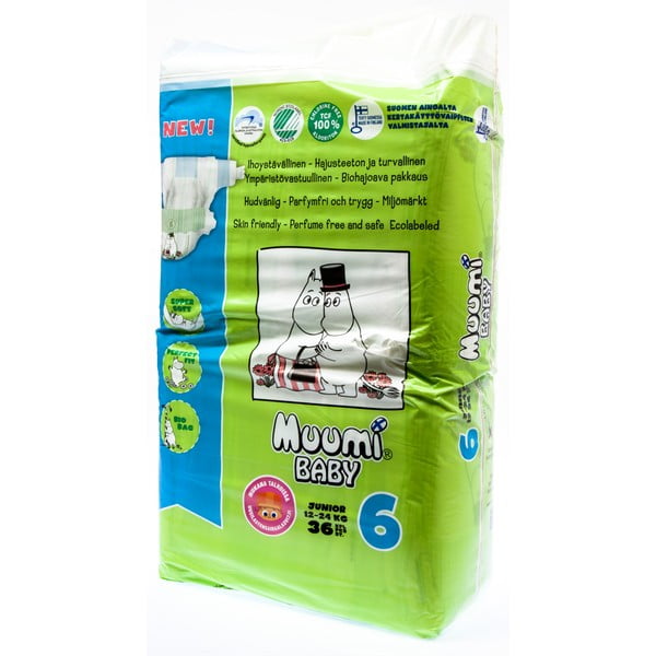 Dětské plenky Muumi Baby Junior, vel. 6, 3 x 36 kusů