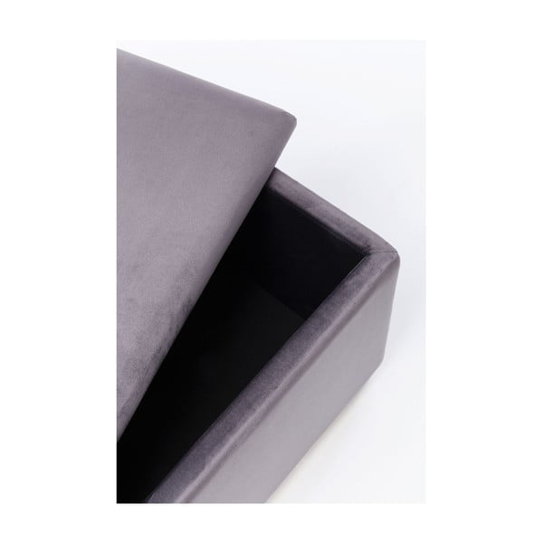 Hnědo-šedá sametová lavice s úložným prostorem Kare Design Cherry-image-4