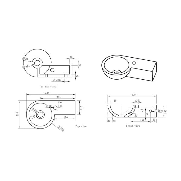 Černé kamenné umývátko 40x23 cm Blok – Sapho-image-4