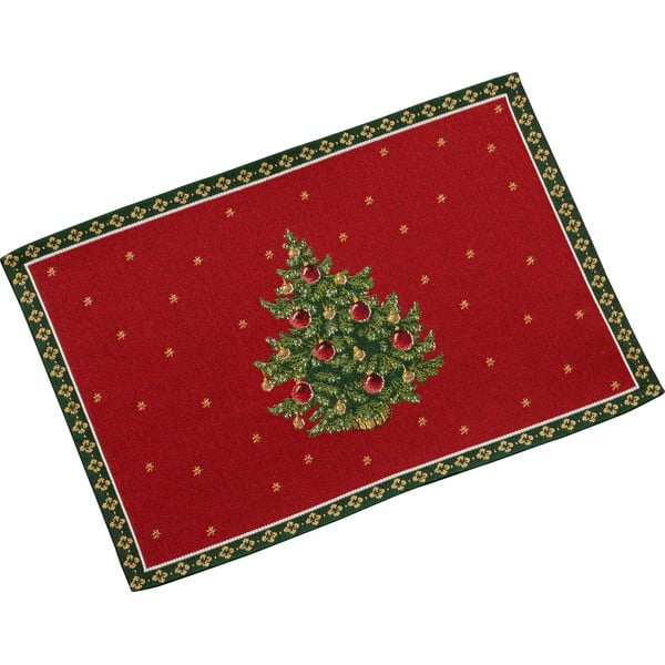 Červené bavlněné prostírání s vánočním motivem Villeroy & Boch Tree, 48 x 32 cm