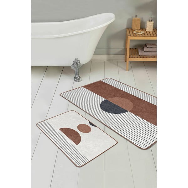 Bílo-hnědé koupelnové předložky v sadě 2 ks 60x100 cm – Mila Home-image-2