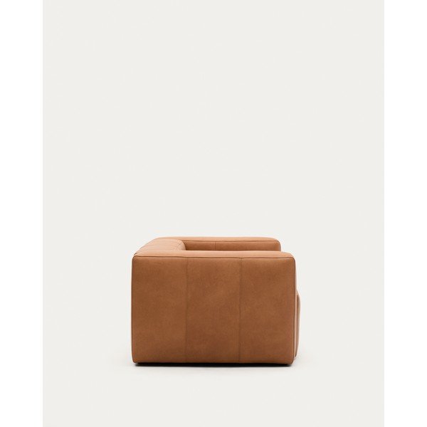 Hnědá kožená pohovka 210 cm Blok – Kave Home-image-3
