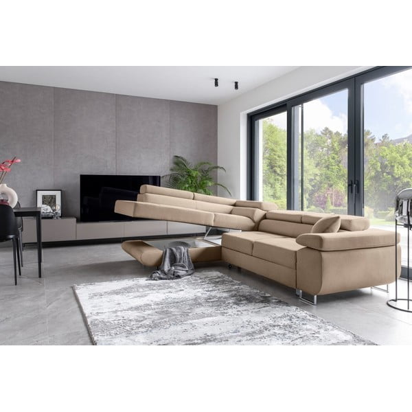 Béžová rozkládací/s úložným prostorem rohová pohovka (levý roh/do L) Anton – ELTAP-image-4