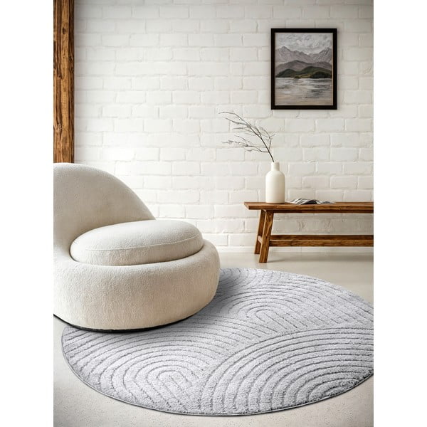 Světle šedý kulatý koberec ø 160 cm Panglao New York Light Grey – Elle Decoration-image-1