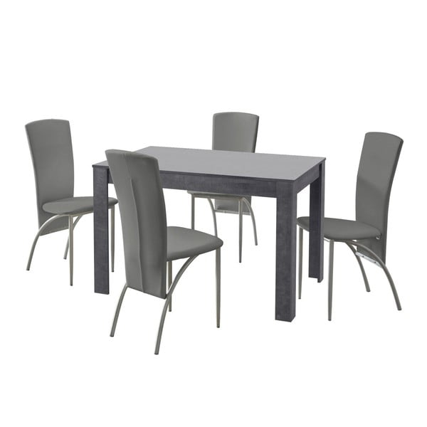 Set jídelního stolu a 4 šedých jídelních židlí Støraa Lori Nevada Slate Light Grey