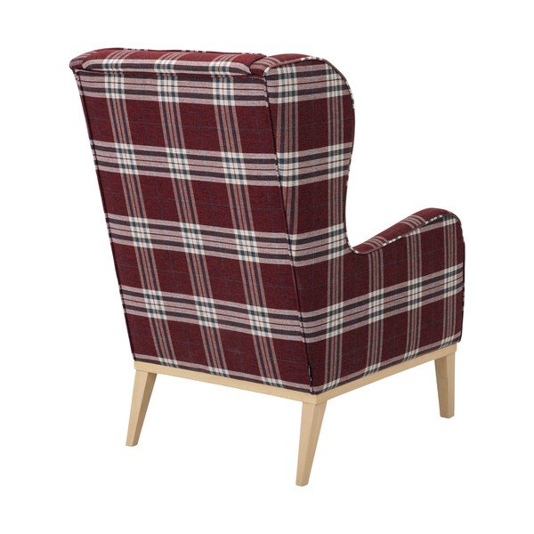 Červené kárované křeslo ušák Max Winzer Angelo-image-4