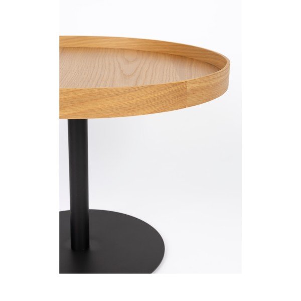 Kulatý konferenční stolek s deskou v dubovém dekoru v přírodní barvě ø 56 cm Yuri M – White Label-image-2