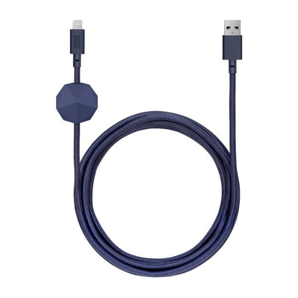 Tmavě modrý synchronizační a nabíjecí kabel lightning se zvýšenou odolností pro iPhone Native Union Anchor KV