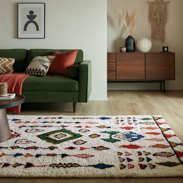 Krémový ručně tkaný vlněný koberec 120x170 cm Moroccan Fes – Flair Rugs-image-1