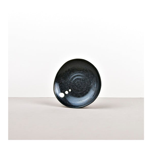 Černý keramický talíř Made In Japan White Dot, ⌀ 12 cm