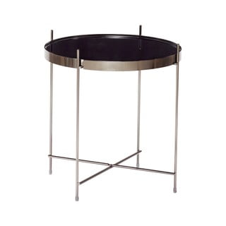 Černý odkládací stolek se zrcadlovou deskou Hübsch Dorotea, ø 43 cm