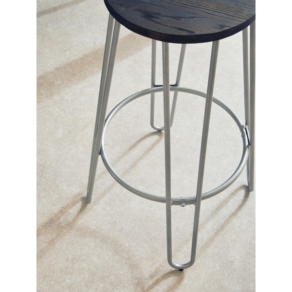 Barová stolička z jilmového dřeva ve stříbrné barvě/v přírodní barvě (výška sedáku 75 cm) District – Premier Housewares-image-3