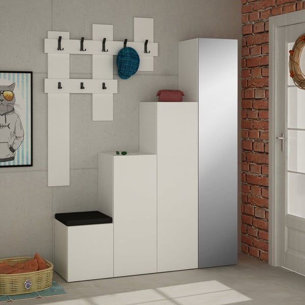 Set bílé skříně a nástěnného věšáku Homitis Up-image-3
