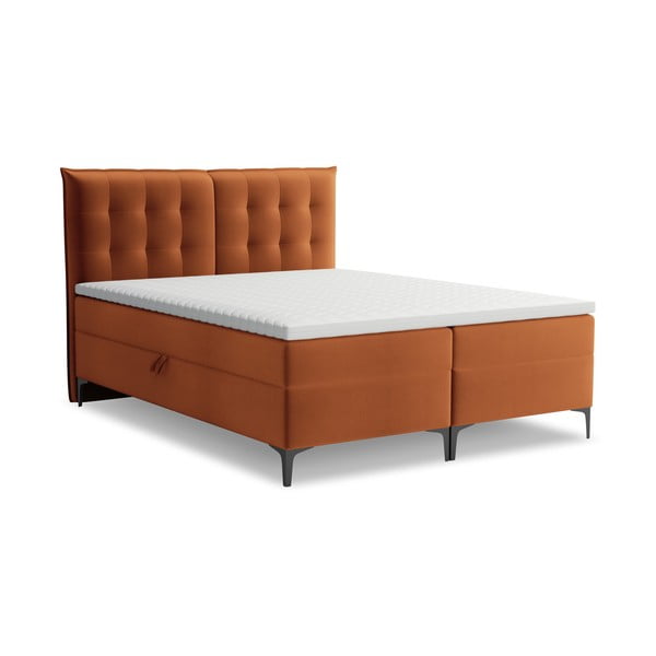 Boxspring postel s úložným prostorem 140x200 cm v terakotové barvě Mikana – Makamii