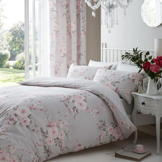 Šedé povlečení Catherine Lansfield Canterbury Rose, 200 x 200 cm