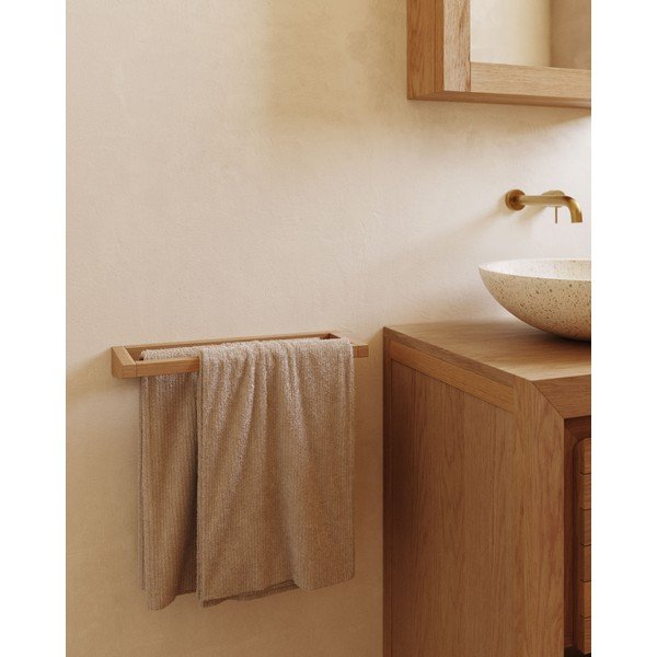 Dřevěný držák na ručníky v přírodní barvě Vedel – Kave Home-image-1